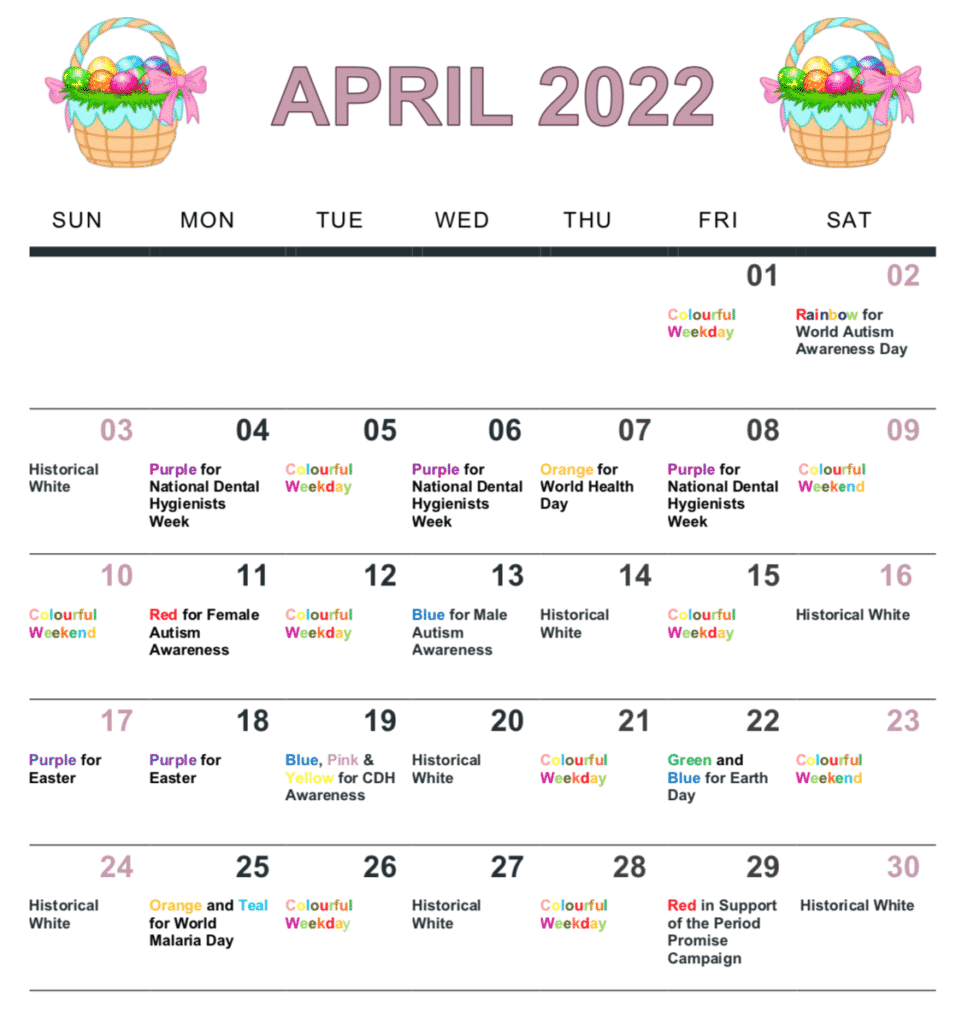 April 2022 bridge lighting calendar schedule 
