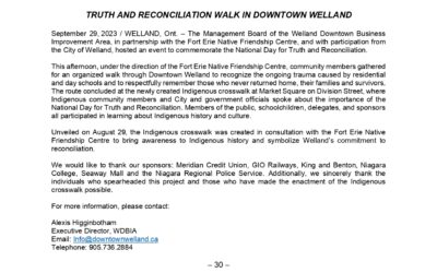 September 29th Truth and Reconciliation Walk MEDIA RELEASE